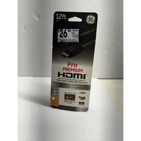 NEW! GE 38768 12ft‎ Pro Premium HDMI Optimized for 4K” - Picture 7 of 7